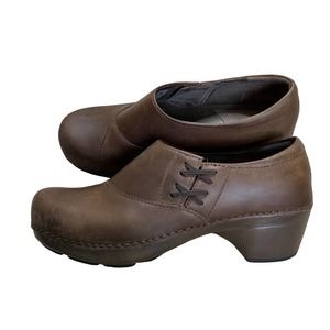 Dansko Brown Leather Stacie Career Professional Comfort Shoes Clogs Mules